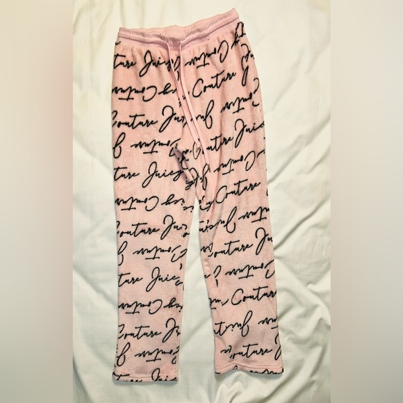 Juicy Couture Pink Logo Lounge Pants Medium Soft Fleece Pajama Pants - Picture 2 of 6